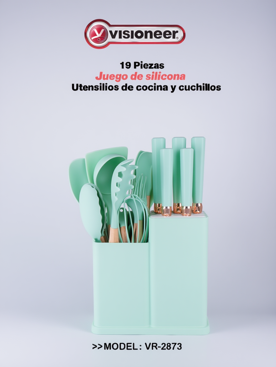 Juego de silicona 19 piezas mango de madera - Image 2