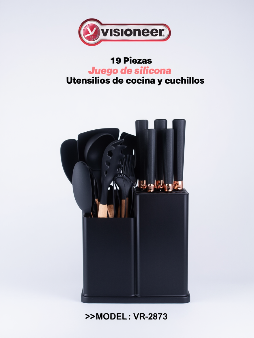 Juego de silicona 19 piezas mango de madera - Image 3