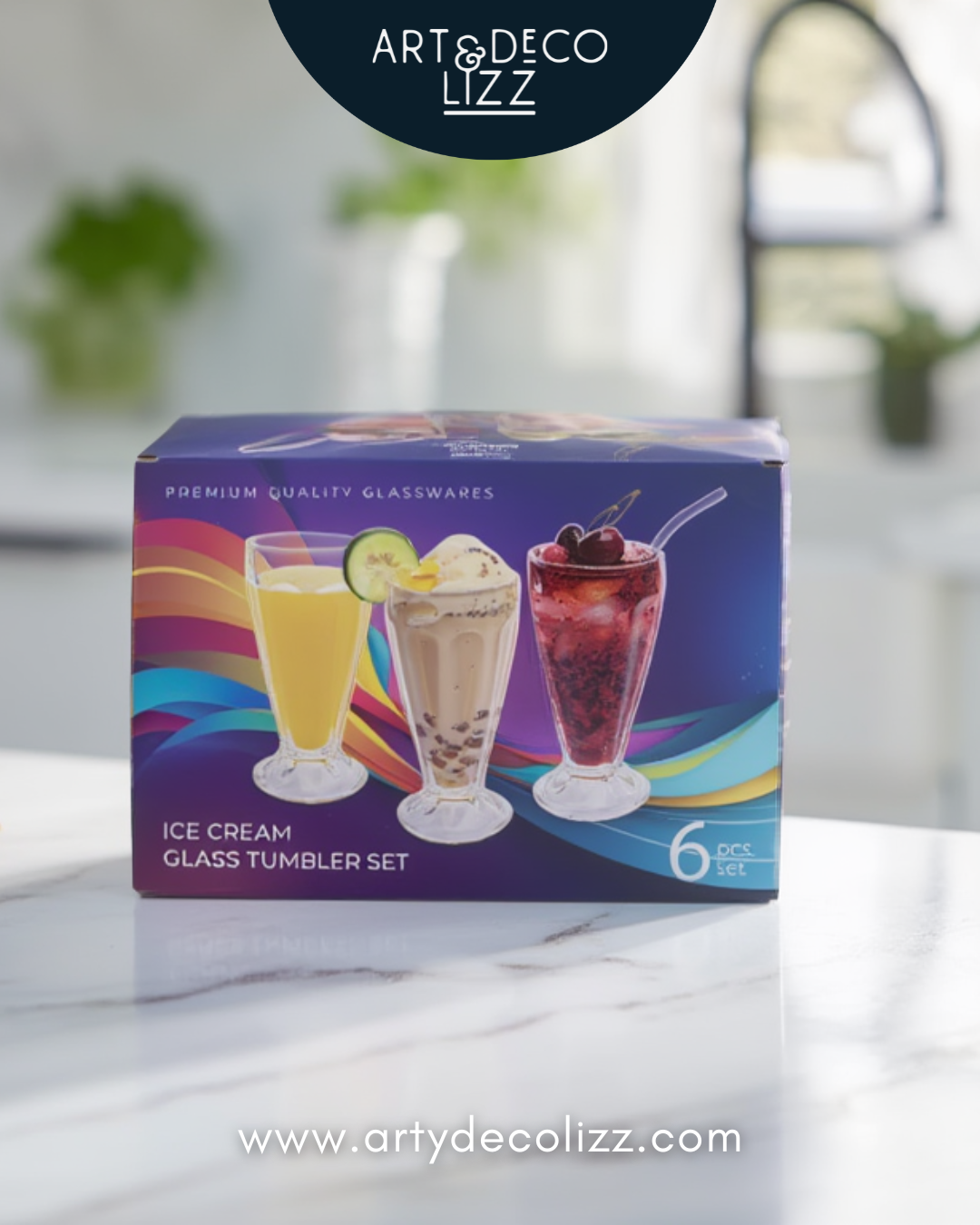 Set 6 vasos licuado/helado/tragos