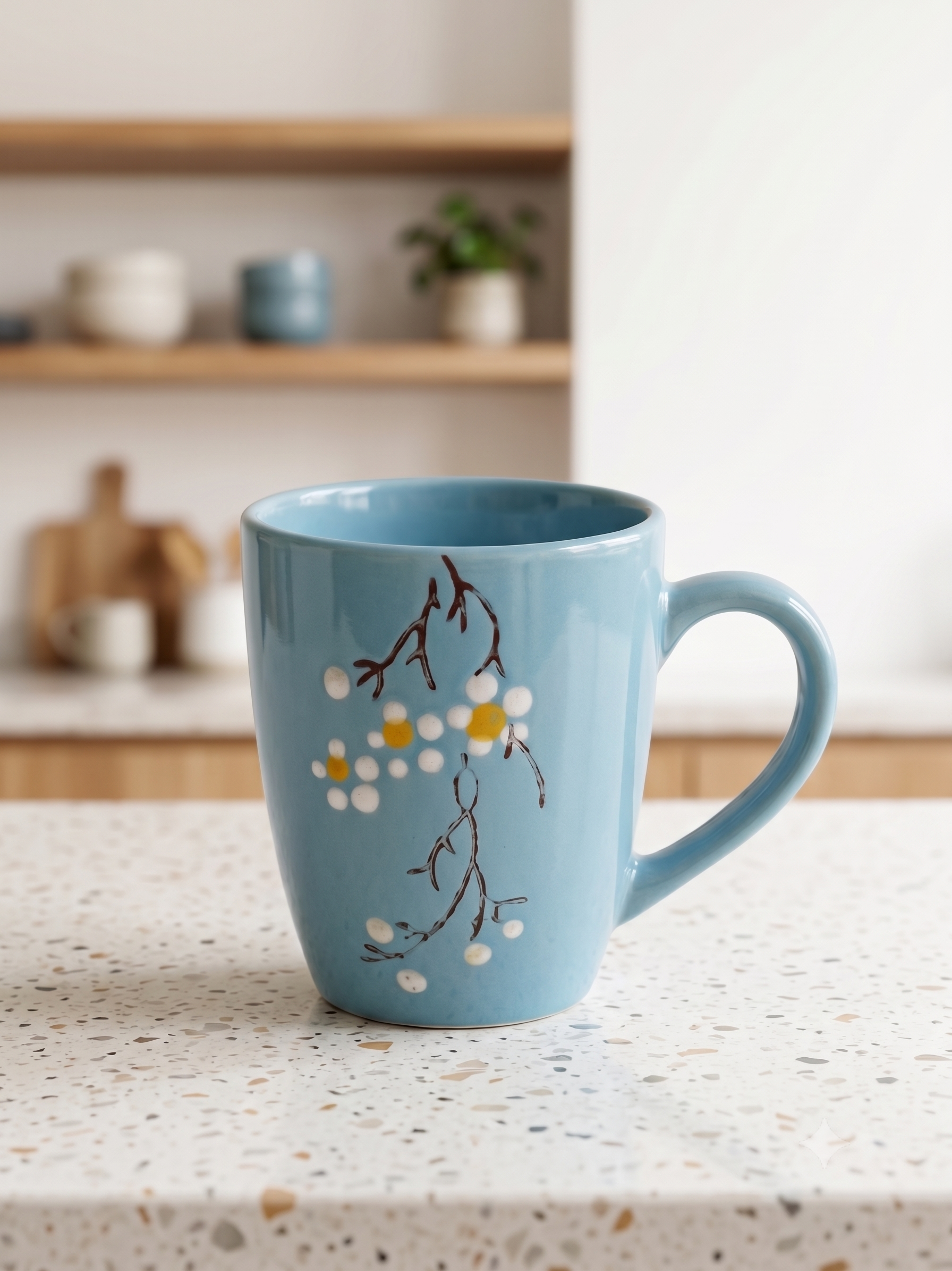 taza de ceramica con detalles floreales