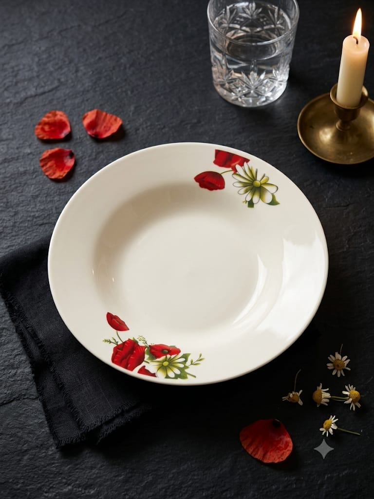 Plato Sopero Con Detalles Florales